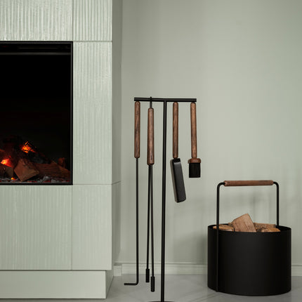 Blomus Ashi haardhoudmand medium en 5 delige haardset - bathlaving.com