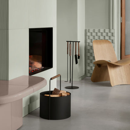 Blomus Ashi haard accessoires - zwart met hout - bathlaving.com