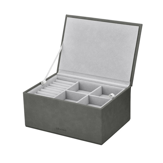 Blomus sieradendoos Sahla - kleur Pewter - voorzien van vakjes