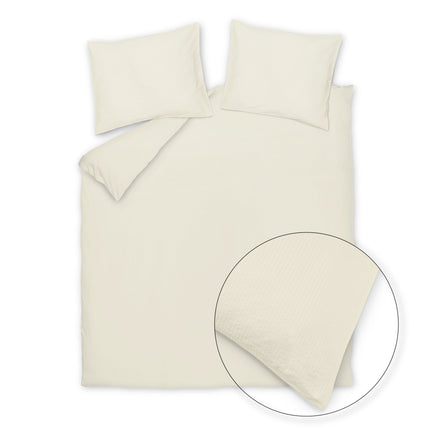 Vandyck Pure Flow bijna effen dekbedovertrek met subtiel ingeweven streeppatroon in kleur Cream Tan