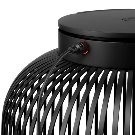Blomus Lito led lantaarn Black medium, zwarte stalen sfeerverlichting met oplaadbare led lamp voor binnen en buiten