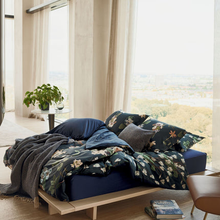 Housse de couette GREEN FEVER Encre Bleue 140x220 cm (coton satiné)