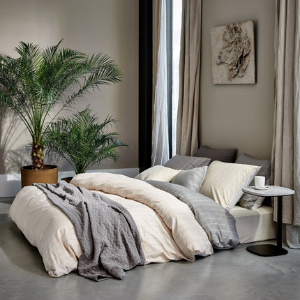 Dynebetræk <tc>HOME</tc> Puglia Cream Tan 140x220 cm (percale bomuld)