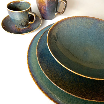 Assiette plate CIRRO ovale 24 cm - Vert multi