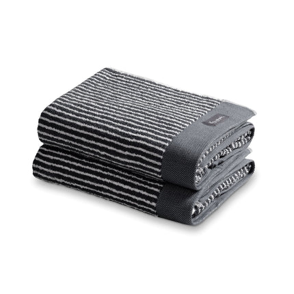 <tc>HOME</tc> serviette 60x110 cm Petit Ligne Off Black (lot de 3)