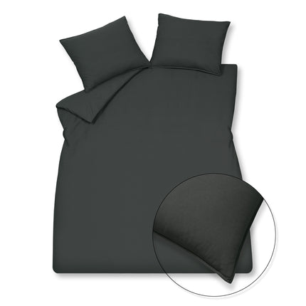 WASHED COTTON dekbedovertrek 240x220 cm Off Black (katoen)