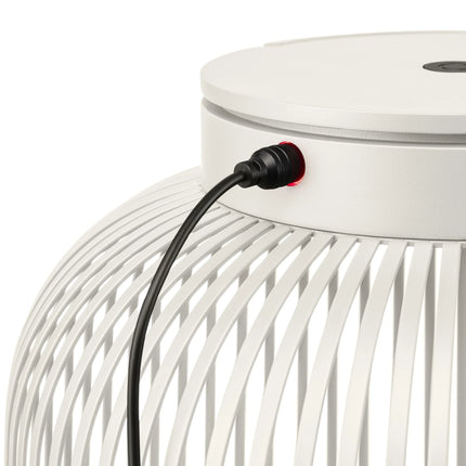 Blomus Lito led lantaarn Silk Grey medium, lichtgrijze stalen sfeerverlichting met oplaadbare led lamp voor binnen en buiten