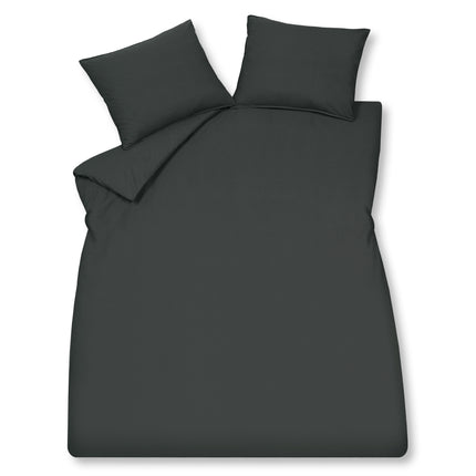 WASHED COTTON dekbedovertrek 240x220 cm Off Black (katoen)