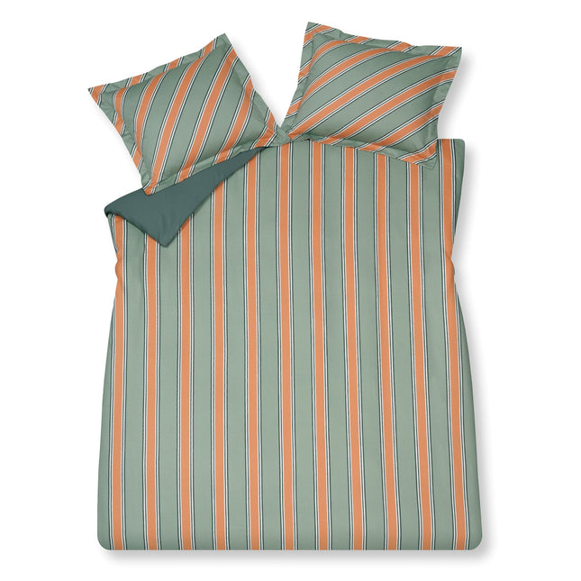 Dekbedovertrek PREPPY STRIPE Smoke Green 140x220 cm (satijnkatoen)