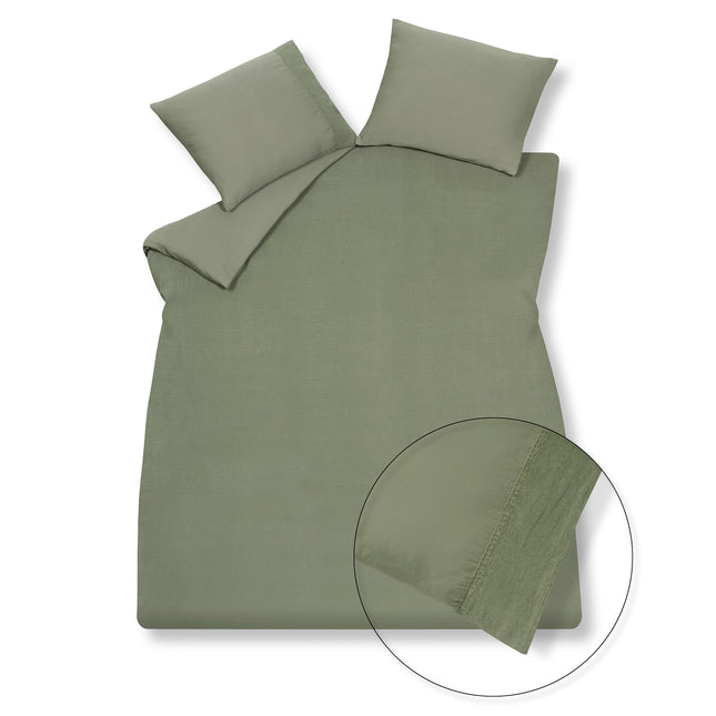 Dekbedovertrek PURE 07 Earth Green 200x220 cm (linnen / satijnkatoen)