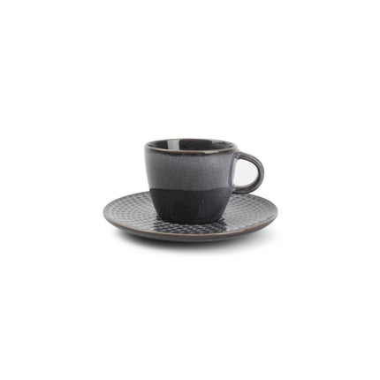 STITCH espressokop en schotel 90 ml grijs (set/4)
