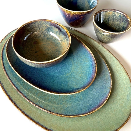 Assiette plate CIRRO ovale 24 cm - Vert multi